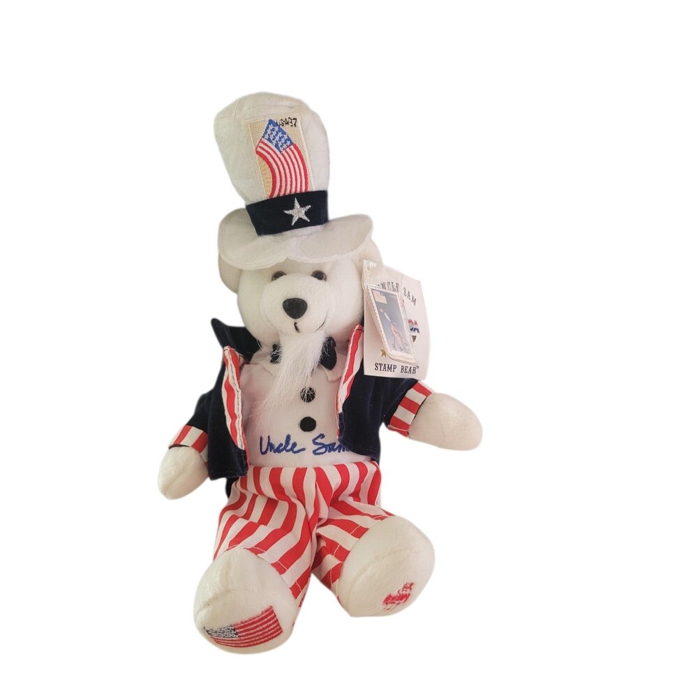NWT Plush Uncle Sam Stamp Bear USPS Collectibles Teddy Bear 2003 11"